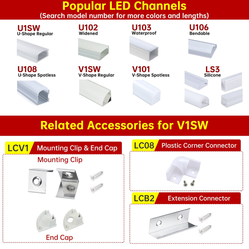 Load image into Gallery viewer, Muzata V-Shape Black LED Channel System with Smoky Black Cover Lens V1SW BB
