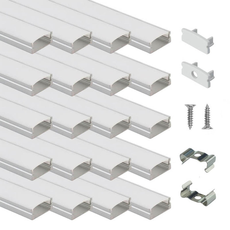 Load image into Gallery viewer, Muzata 6.6FT/2M Silver LED Aluminum Channel System with Milky White Cover U1SW WW