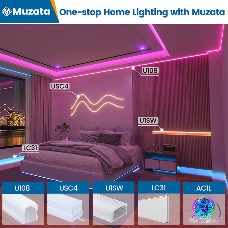 Load image into Gallery viewer, Muzata LED Neon Skirting Board 4ft Spotless Aluminum LED Channel Skirt Board LC31