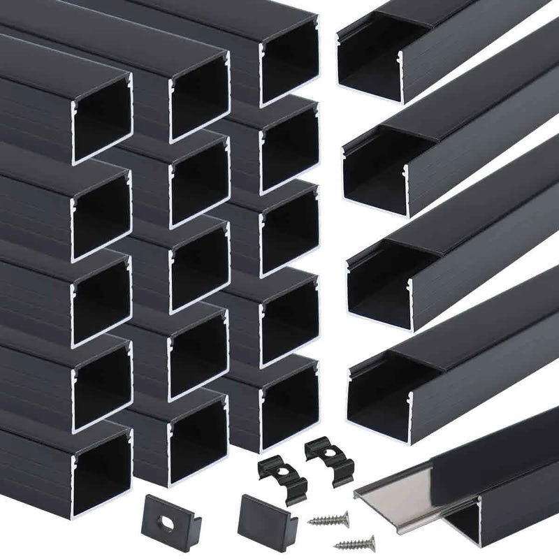 Load image into Gallery viewer, Muzata 3.3FT/1M Plus-Size Black LED Strip Channel 18x13mm Smoky Black Cover U103 BB