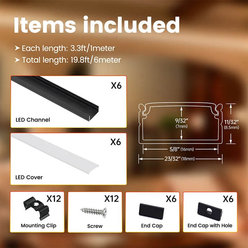 Load image into Gallery viewer, Muzata Black Wide Aluminum LED Channel with Milky White LED Strip Cover for Waterproof Strip Light, U102 BW