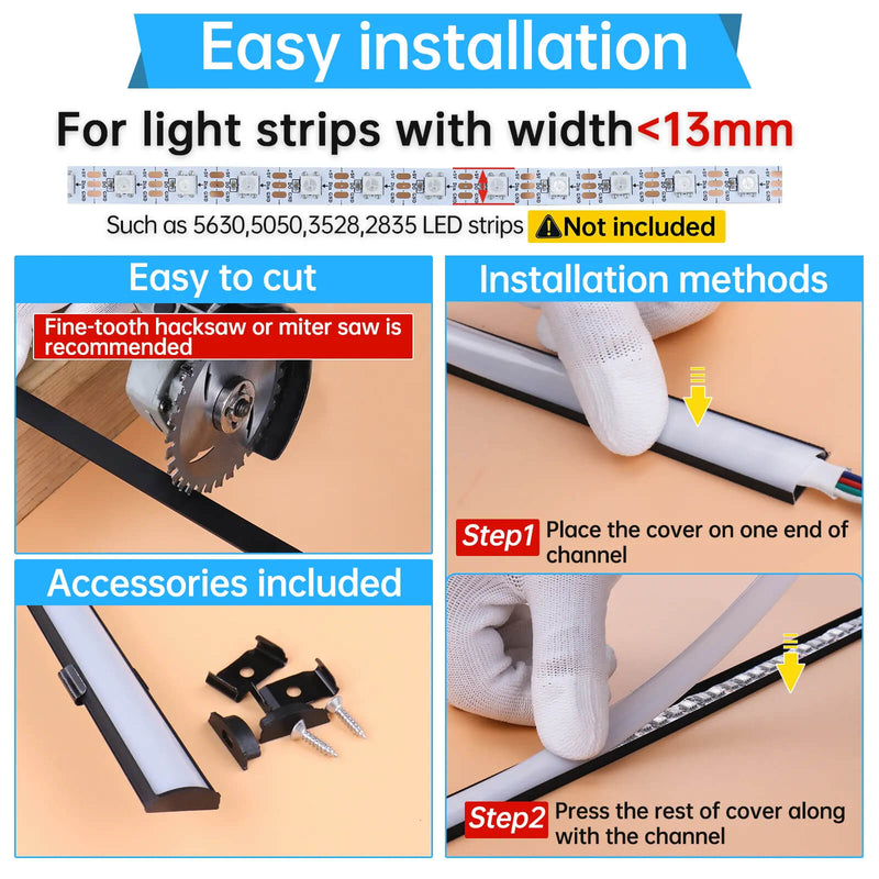 Load image into Gallery viewer, Muzata 3.3FT/1M Flexible Black LED Channel with Milky White LED Diffuser Cover Bendable Aluminum Track U106 BW