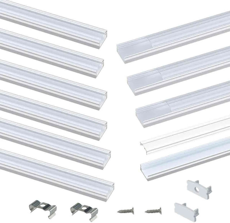 Load image into Gallery viewer, Muzata Silver LED Aluminum Channel with Crystal Transparent Cover Lens U1SW WT