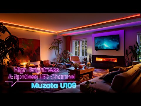 Load and play video in Gallery viewer, Muzata 3.3ft/1Meter Spotless LED U-Channel Aluminum System with White Thin Curved Cover Diffuser Fit Under Cabinet U109