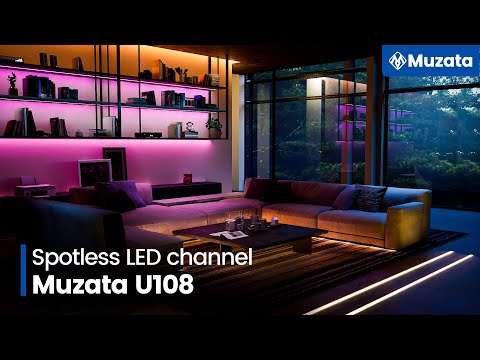 Load and play video in Gallery viewer, Muzata 17x20mm Spotless LED Aluminum U Channel with 60° Curved Thicker Milky White Neon Effect Cover Diffuser U108 WW