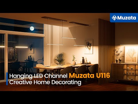 Load and play video in Gallery viewer, Muzata 3.3FT/1M LED Strip Channel with Hanging Wire, Spotless Frosted Diffuser Cover U116 WW
