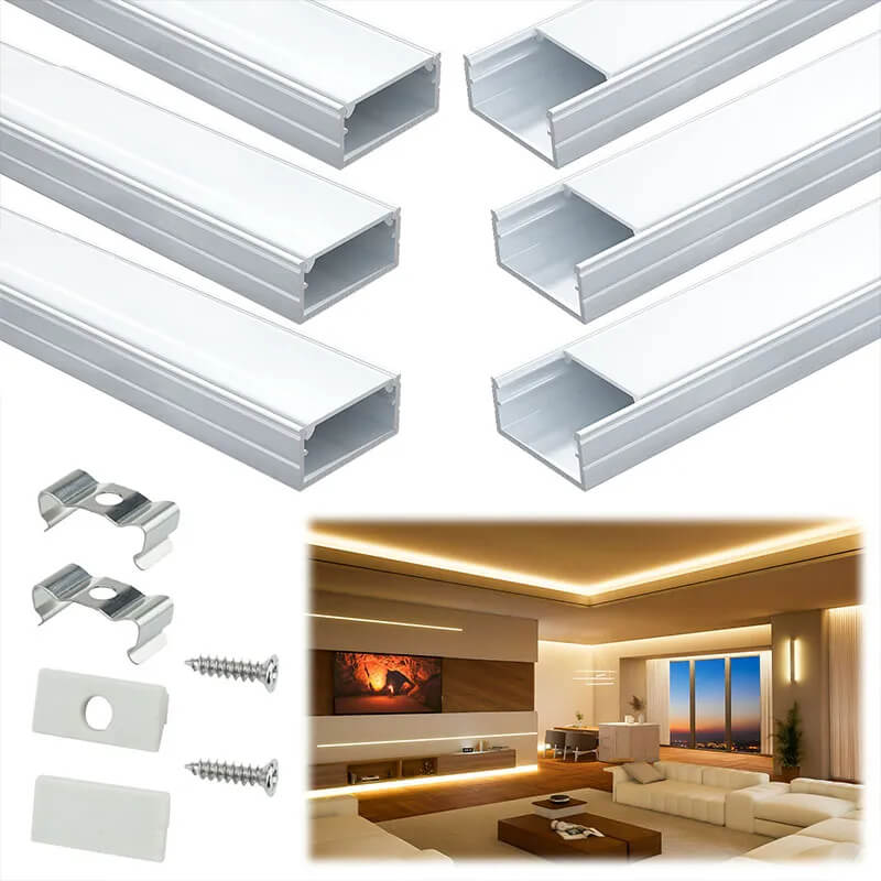 Load image into Gallery viewer, Muzata Silver LED Channel System with Milky White Cover for Waterproof Strip Tape Light Philips Hue Plus Diffuser, U102 WW