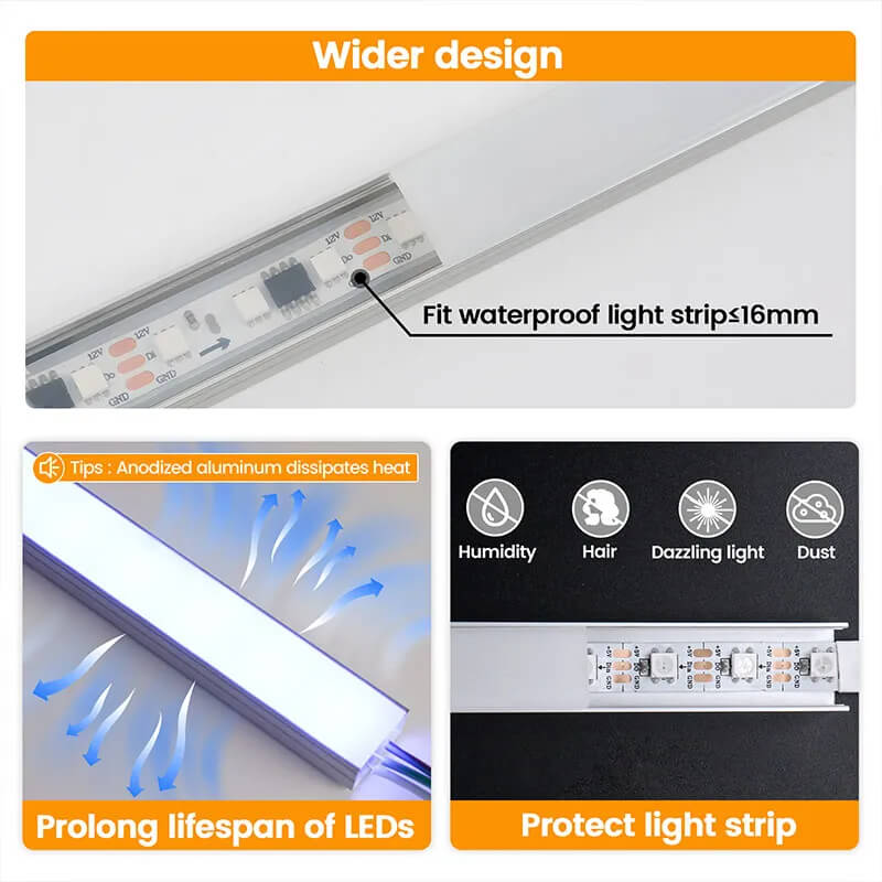 Load image into Gallery viewer, Muzata Silver LED Channel System with Milky White Cover for Waterproof Strip Tape Light Philips Hue Plus Diffuser, U102 WW