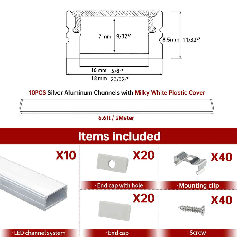 Load image into Gallery viewer, Muzata Silver LED Channel System with Milky White Cover for Waterproof Strip Tape Light Philips Hue Plus Diffuser, U102 WW