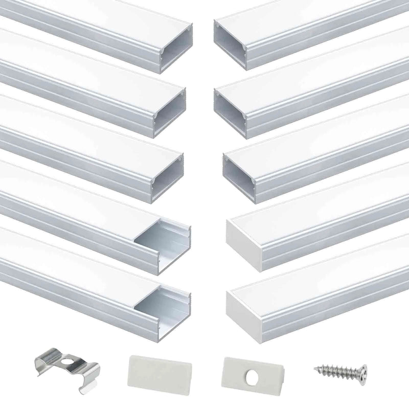 Load image into Gallery viewer, Muzata Silver LED Channel System with Milky White Cover for Waterproof Strip Tape Light Philips Hue Plus Diffuser, U102 WW