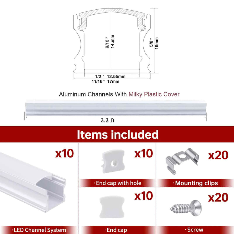 Load image into Gallery viewer, Muzata Spotless Silver LED Channel System with Milky White Frosted Diffuser U101 WW
