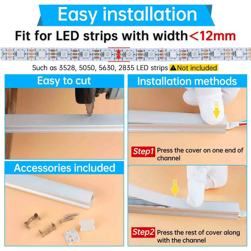Load image into Gallery viewer, Muzata Spotless Silver LED Channel System with Milky White Frosted Diffuser U101 WW