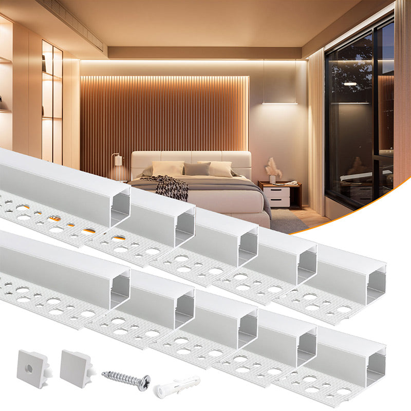 Load image into Gallery viewer, Muzata 10Pack Mud-in LED Drywall Channel with Milky White Cover, Single Edge Trimless Recessed for Ceiling Trim U132 WW
