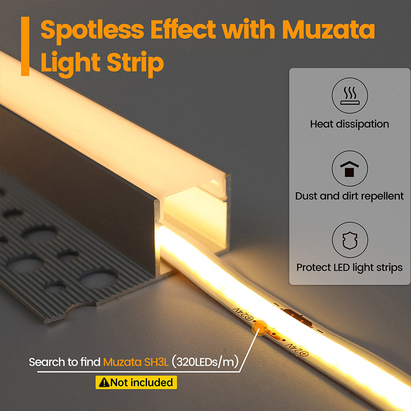 Load image into Gallery viewer, Muzata 10Pack Mud-in LED Drywall Channel with Milky White Cover, Single Edge Trimless Recessed for Ceiling Trim U132 WW
