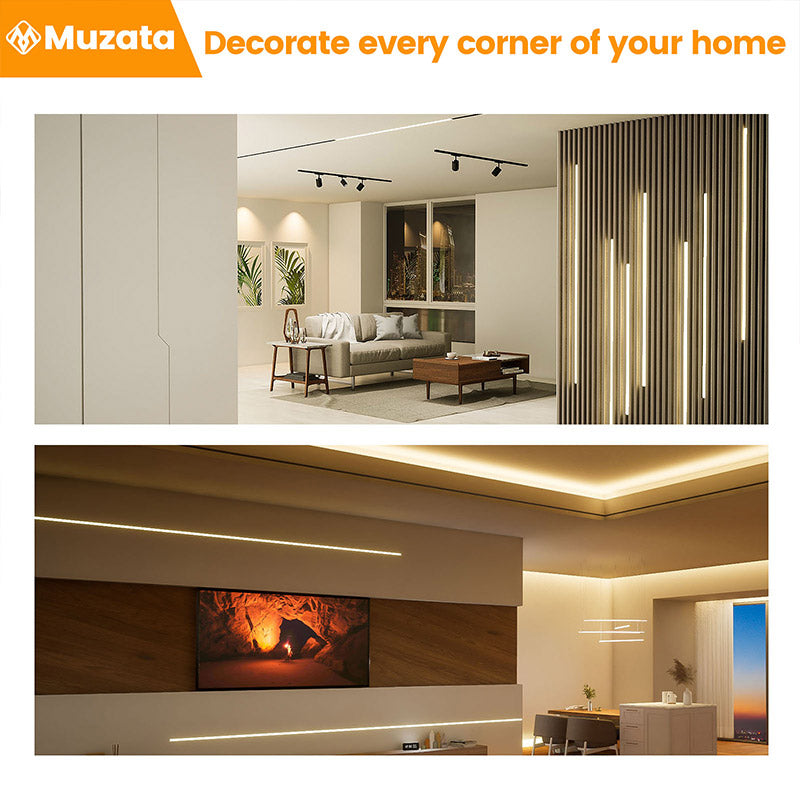 Load image into Gallery viewer, Muzata 10Pack Mud-in LED Drywall Channel with Milky White Cover, Single Edge Trimless Recessed for Ceiling Trim U132 WW
