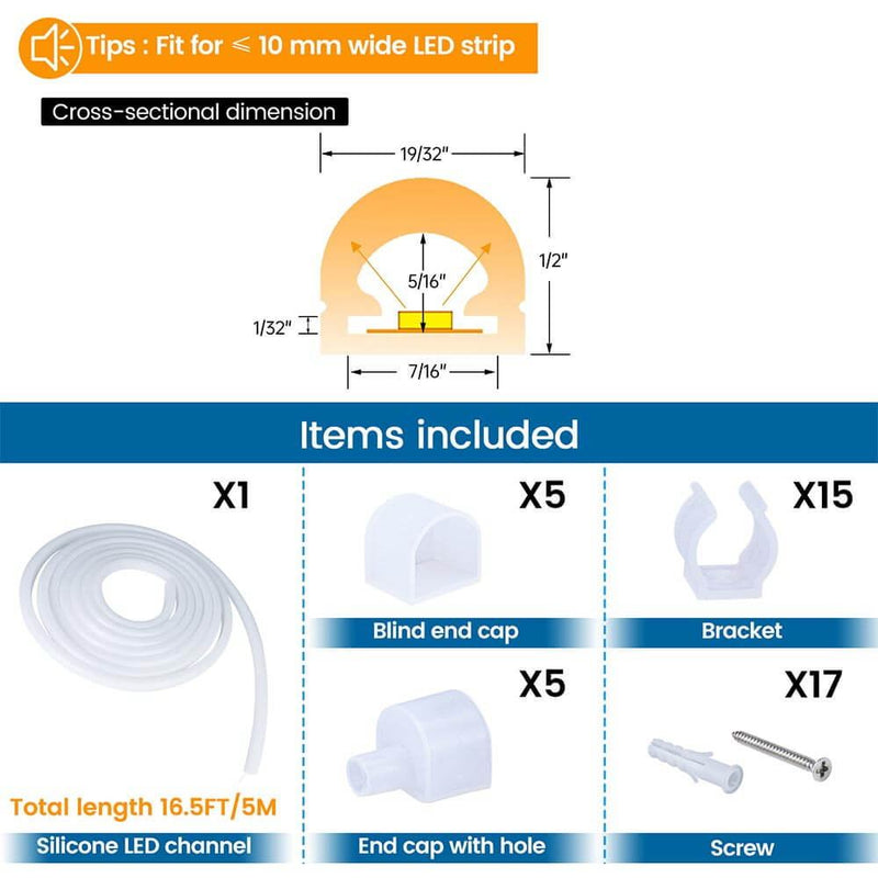 Load image into Gallery viewer, Muzata 16.5Ft/5M Silicone LED Channel System Flexible Tube USC2
