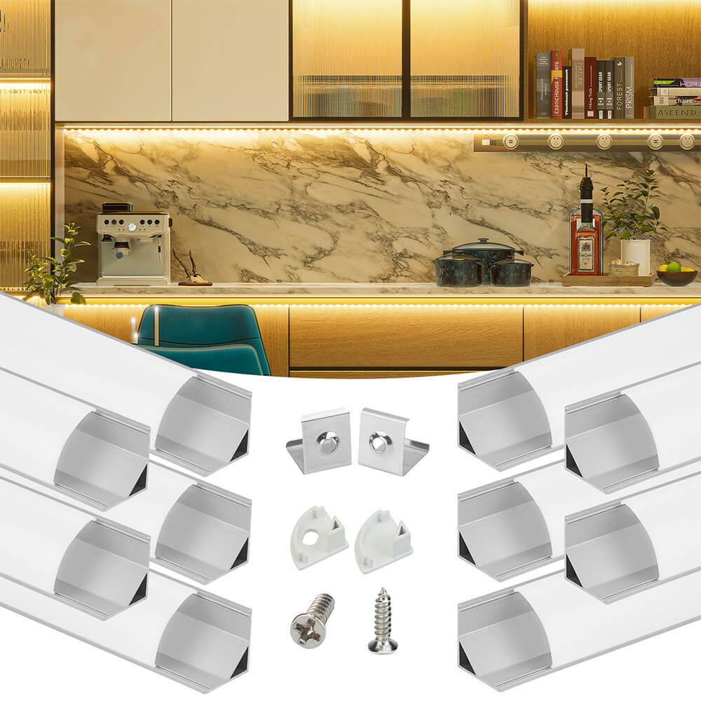 Led Ribbon Channel Corner Aluminum LED Channel Diffuser with Milky White Cover - Muzata ...