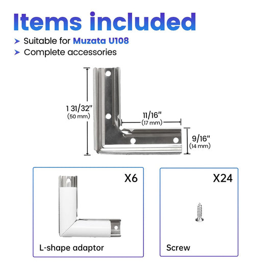 Muzata 6Pack White L-Shape LED aluminum channel Corner Connector Kit, Accessories for U108 Channel LC11 WW