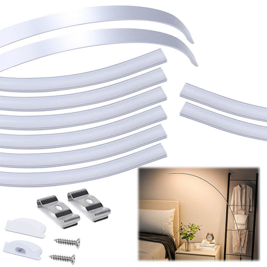 Muzata 3.3FT Flexible Silver LED Aluminum Channel with Milky White LED Cover Lens U106 WW