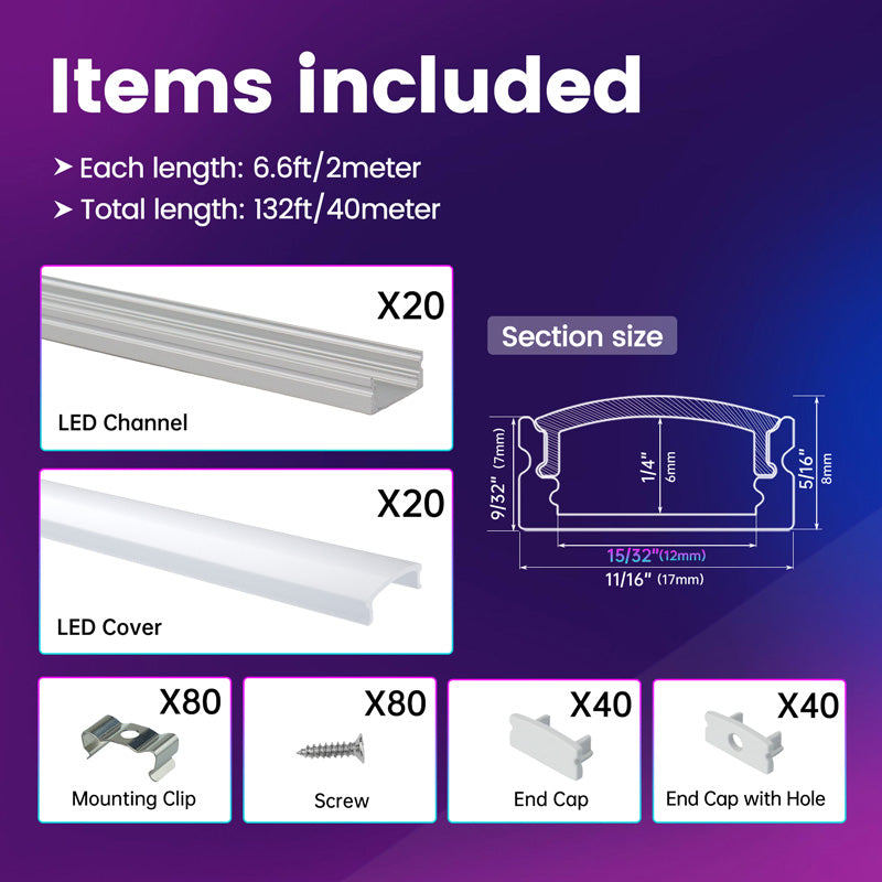 Load image into Gallery viewer, Muzata 6.6FT/2M Silver LED Aluminum Channel System with Milky White Cover U1SW WW
