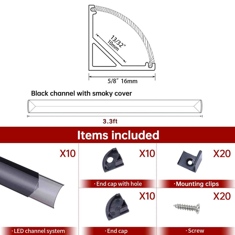 Load image into Gallery viewer, Muzata V-Shape Black LED Channel System with Smoky Black Cover Lens V1SW BB
