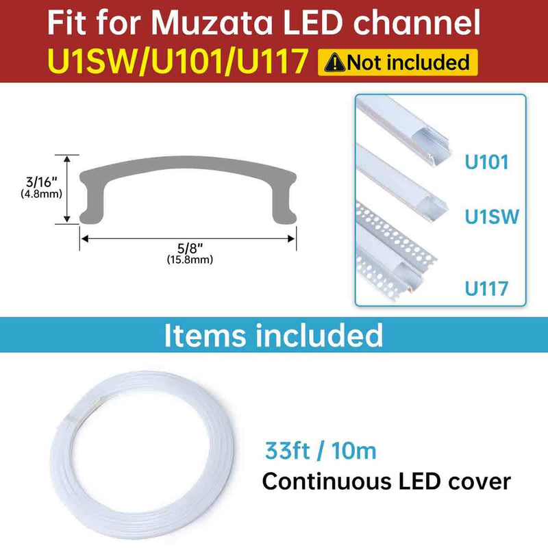 Load image into Gallery viewer, Muzata Continuous Milky White LED Cover Lens Frosted Tape Light Seamless Plastic for U1SW LC03 WW
