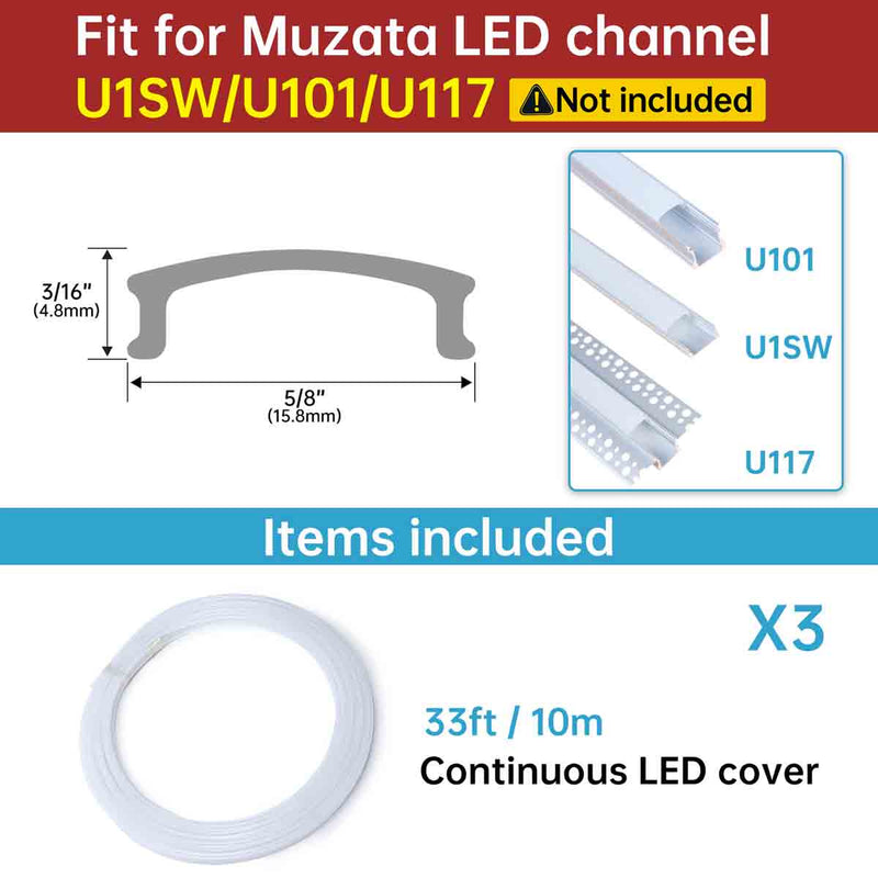 Load image into Gallery viewer, Muzata Continuous Milky White LED Cover Lens Frosted Tape Light Seamless Plastic for U1SW LC03 WW
