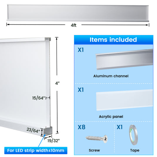 Muzata LED Neon Skirting Board 4ft Spotless Aluminum LED Channel Skirt Board LC31