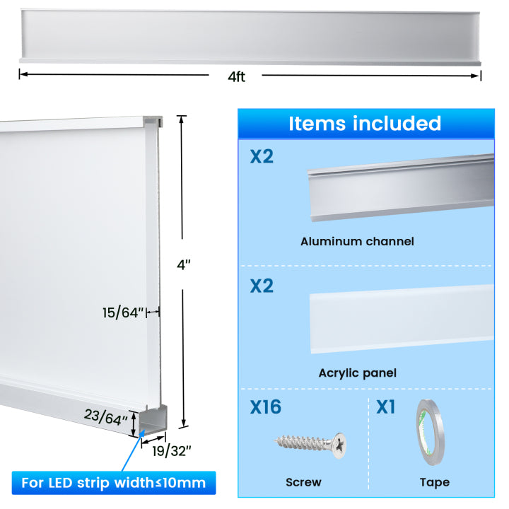 Load image into Gallery viewer, Muzata LED Neon Skirting Board 4ft Spotless Aluminum LED Channel Skirt Board LC31
