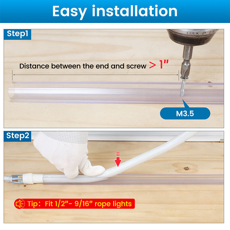 Load image into Gallery viewer, Muzata 3.3FT Clear PVC Plastic U Channel Rope Light Mounting Acc Holder C-Track for Flex LED Neon Rope U120
