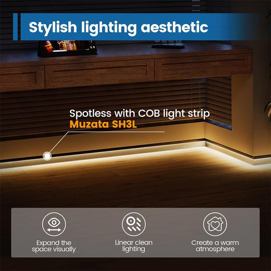 Muzata 5pack 3.3ft/1Meter Spotless Effect Floor Recessed Baseboard LED Lighting Aluminum Channel System U129