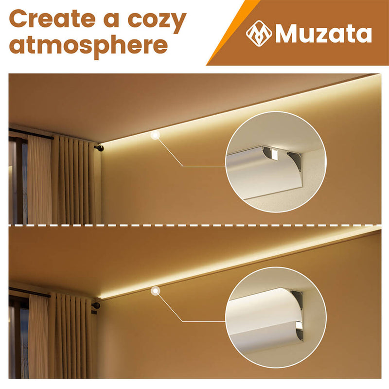 Load image into Gallery viewer, Muzata 5Pack 3.3FT/1M Aluminum LED Channel Crown Moulding Trim with Milky White Spotless LED Diffuser U131 WW
