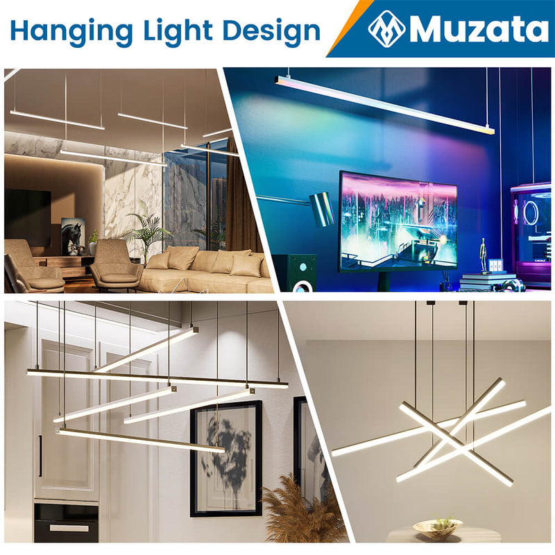 Load image into Gallery viewer, Muzata 3.3FT/1M LED Strip Channel with Hanging Wire, Spotless Frosted Diffuser Cover U116 WW
