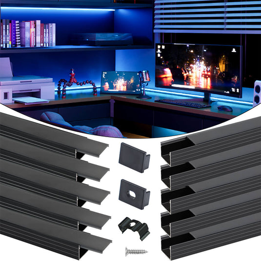 Muzata 10Pack Plus-Size Black LED Strip Channel 18x13mm Frosted Black Diffuser Cover U103 BF