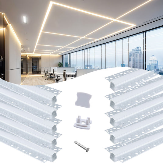 Muzata Trimless Mud in LED Channel System, Gypsum Drywall Aluminum Profile Plasterboards, Recessed Housing Track U117 WW