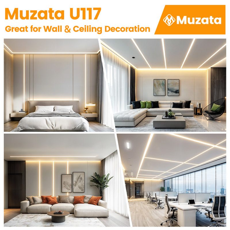 Load image into Gallery viewer, Muzata Trimless Mud in LED Channel System, Gypsum Drywall Aluminum Profile Plasterboards, Recessed Housing Track U117 WW
