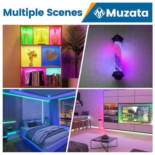 Muzata 16.4Ft IP65 Waterproof LED Strip Light 12VDC High-Intensity 96LEDs/M AC1T