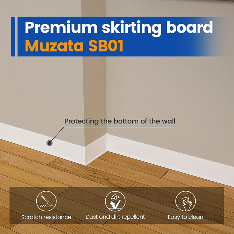 Load image into Gallery viewer, Muzata 4Pack White Aluminum Baseboard Trim, 3.15 Inch*3.94 Feet Baseboard Molding Skirting Board Cover Trim For Wall Decor SB01
