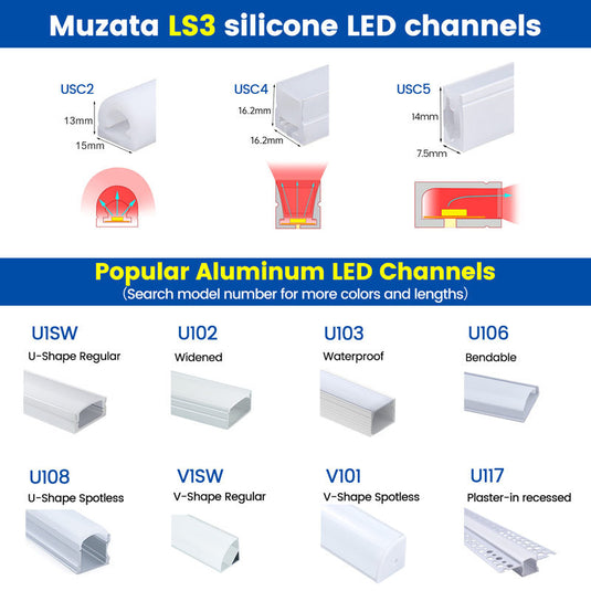 Muzata 16.5Ft/5M Flexible LED Channel System for DIY USC4