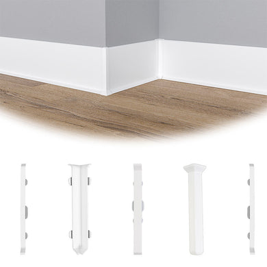 Muzata 5 Pack Skirting Board Accessory Kit, Corner Blocks, Internal Corner, External Corner Suitable SB02