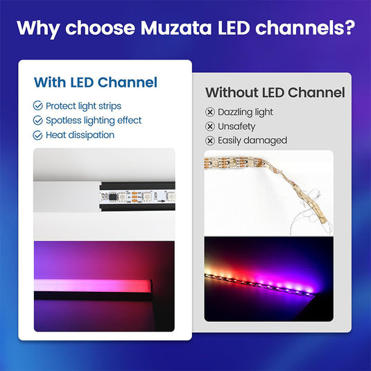 Muzata 5Pack 3.3FT/1M Spotless Black LED Channel with Frosted Diffuser Cover 17mm Super Wide Aluminum Profile Track U116 BW