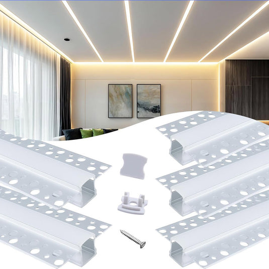 Muzata Trimless Mud in LED Channel System, Gypsum Drywall Aluminum Profile Plasterboards, Recessed Housing Track U117 WW