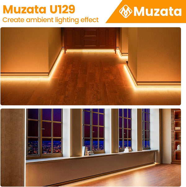 Load image into Gallery viewer, Muzata 5pack 3.3ft/1Meter Spotless Effect Floor Recessed Baseboard LED Lighting Aluminum Channel System U129
