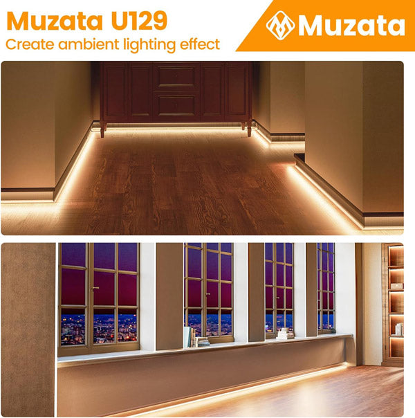 Load image into Gallery viewer, Muzata 5pack 3.3ft/1Meter Spotless Effect Floor Recessed Baseboard LED Lighting Aluminum Channel System U129
