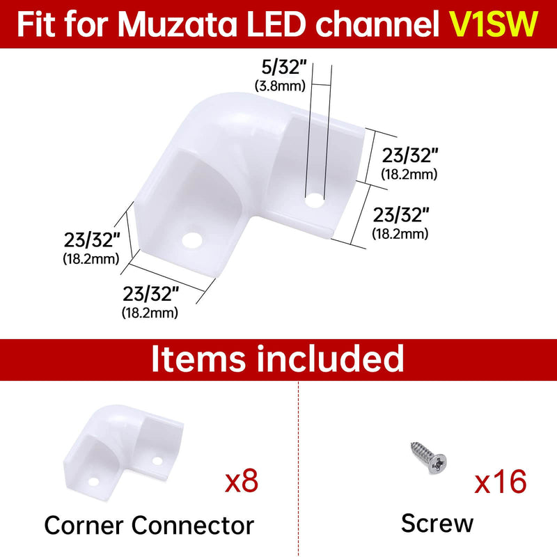 Load image into Gallery viewer, Muzata 8 Pack LED Channel Corner Connector Kit L-Shape for V1SW LC08
