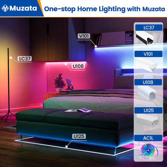 Muzata 30x30mm V-Shaped Spotless Aluminum LED Channel with Milky White Cover Lens Frosted Diffuser V101