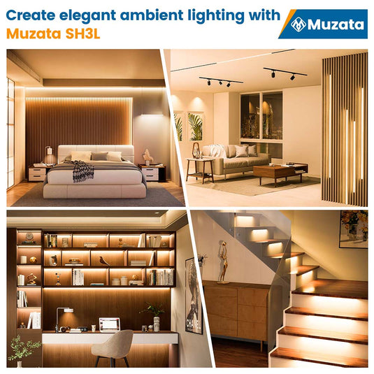 Muzata 16.4Ft COB LED Strip Lights 24VDC 3000K Warm White 320LED/M 9.6W/M High Density SH3L