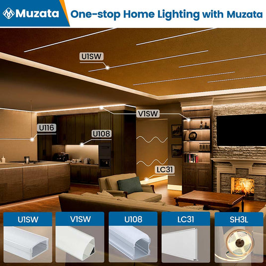 Muzata 16.4Ft COB LED Strip Lights 24VDC 3000K Warm White 320LED/M 9.6W/M High Density SH3L