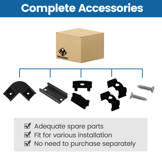 Muzata LED Channel Corner Connector Kit L-Shape for U1SW, U1SW Series LED Aluminum Channel System LC23