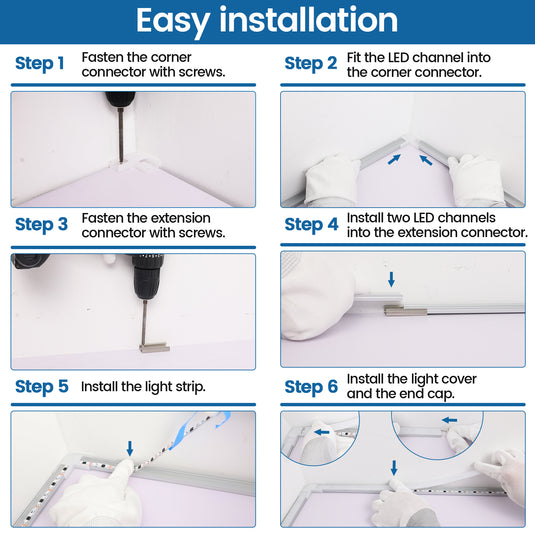 Muzata LED Channel Corner Connector Kit L-Shape for U1SW, U1SW Series LED Aluminum Channel System LC23